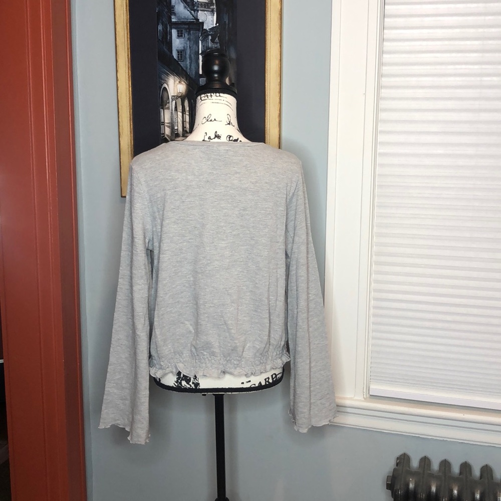 Very J Heather Gray Cotton Blend Ruffle Hem Top - Picture 4 of 8